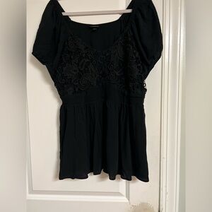 torrid Black Lace-Embroidered Peplum Tunic